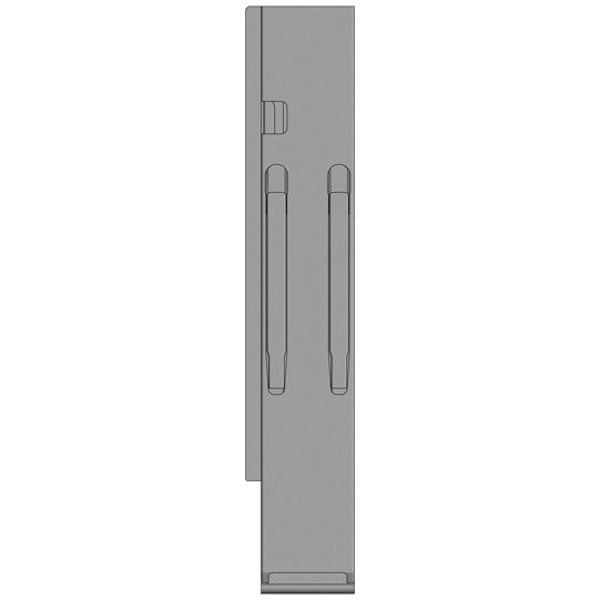 MONTANT ARRIERE K20, GAUCHE, L = 600 MM, ACIER A UNE FERMETURE