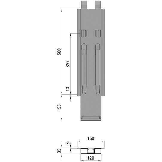 MONTANT KINNETOP K20, L = 500 MM, ALUMINIUM  A UNE FERMETURE