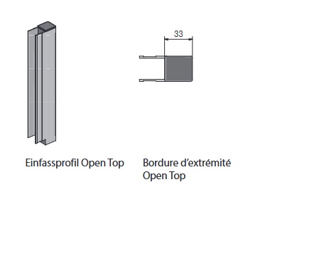 BORDURE D' EXTREMITE "OPEN TOP", GAUCHE, L = 413 MM
