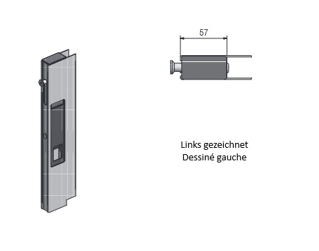 FERMETURE DE RIDELLE "OPEN TOP", SANS BATTUE, GAUCHE, L = 313 MM
