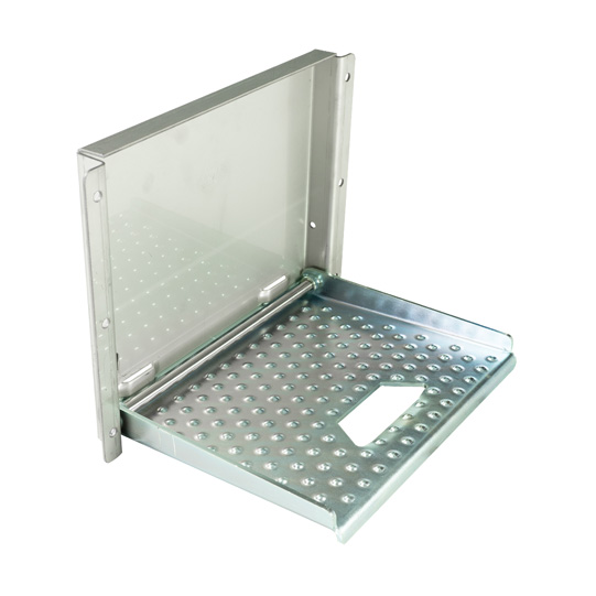MARCHEPIED RABATTABLE POUR PROFIL ALU 25/30/40MM, BOITIER INOX, MARCHE ZINGUE AU FEU