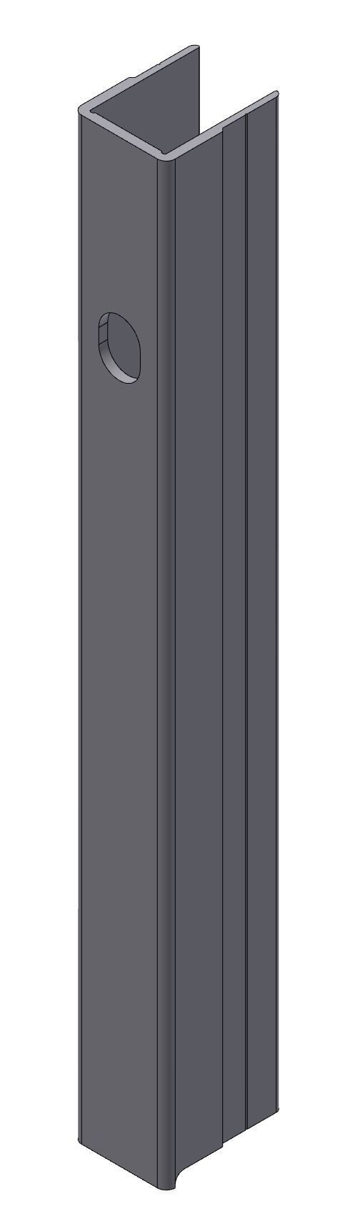 BORDURE EXTREMITE DROITE ELOXE, L = 600 MM, AVEC TROU POUR FERMETURE
