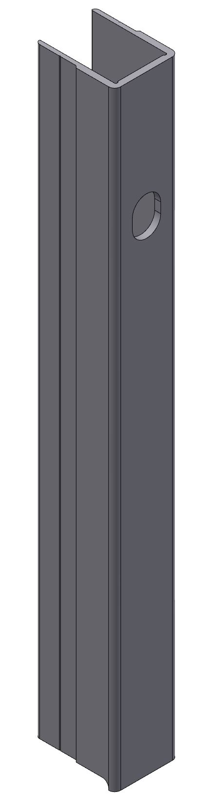 BORDURE EXTREMITE GAUCHE ELOXE, L = 600 MM, AVEC TROU POUR FERMETURE