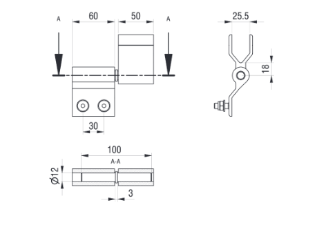 CARTON A 8 CHARNIERES EN ALUMINIUM POUR PONT BASCULANT 3,5 T. Y COMPRIS MATERIEL DE MONTAGE