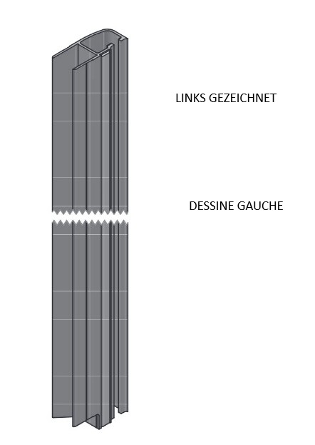 BORDURE D'EXTREMITE ARRIERE DROITE ELOXE, L = 613 MM AVEC POLYAMIDE, POUR KINNEGRIP