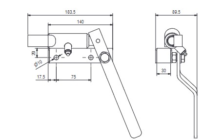 FERMETURE ARRIERE POUR PONT BASCULANT, GAUCHE, INOX