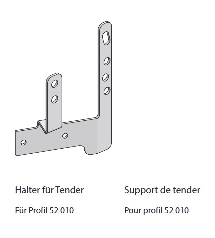 PLAQUE SUPPORT TENDER POUR PROFIL 205, DROITE, INOX