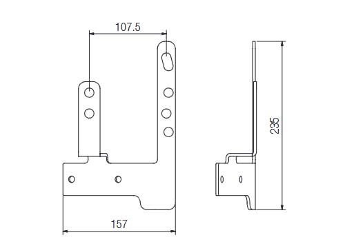 PLAQUE SUPPORT TENDER POUR PROFIL 205, DROITE, INOX