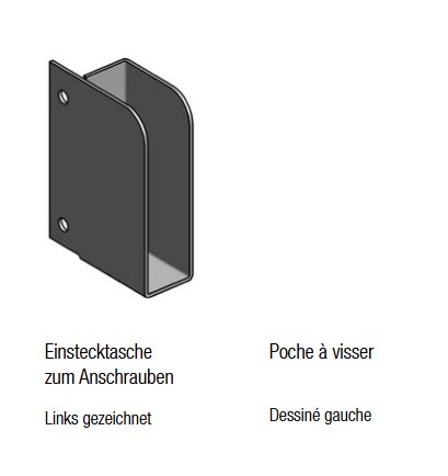 POCHE POUR LATTE A VISSER, ZINGUEE, GAUCHE LARGEUR 26 MM