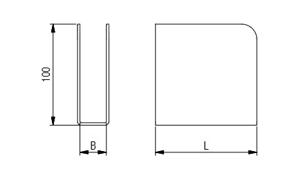 POCHE POUR LATTE BRUTE, OUVERTE AU DOS, LARGEUR 26 MM, L = 50 MM