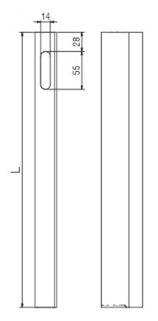 BORDURE EXTREMITE DROITE ELOXE, L = 800 MM, AVEC TROU POUR FERMETURE