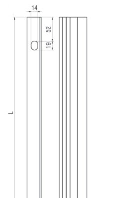 BORDURE EXTREMITE DROITE ELOXE, L = 600 MM, AVEC TROU POUR FERMETURE PACO