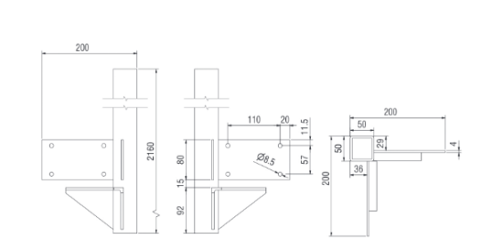 MONTANT ALU POUR MINI KIT, PLANCHER 19/30, AVANT GAUCHE, L = 2160 MM, ELOXE