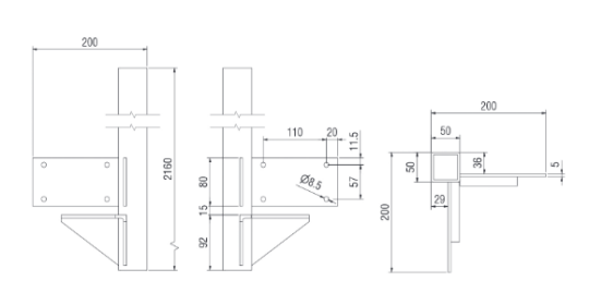 MONTANT ALU POUR MINI KIT, PLANCHER 19/30, AVANT DROIT, L = 2160 MM, ELOXE