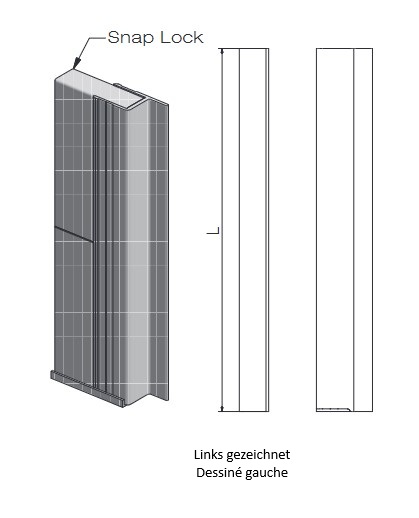 BORDURE EXTREMITE DROITE ELOXE, L = 300 MM
