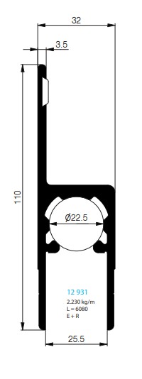 BORDURE D'EXTREMITE AVEC BATTUE 32/110 MM