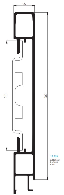PROFIL SNAP-LOCK 25 MM LA=200 MM, HAUT, RAIL