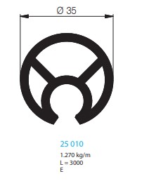 TUBE ROND ALUMINIUM POUR BACHE Ø 35
