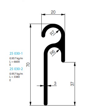 PROFIL D'ACCROCHE POUR BACHE, MONTANT TRAILER