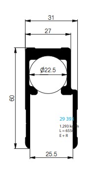 BORDURE D'EXTREMITE RENFORCEE POUR VIGIE, AVEC DECROCHEMENT 60/31 MM