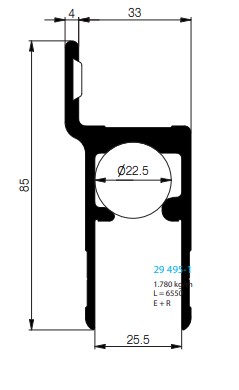 BORDURE D'EXTREMITE RENFORCEE POUR VIGIE, AVEC BATTUE 85/4/33 MM