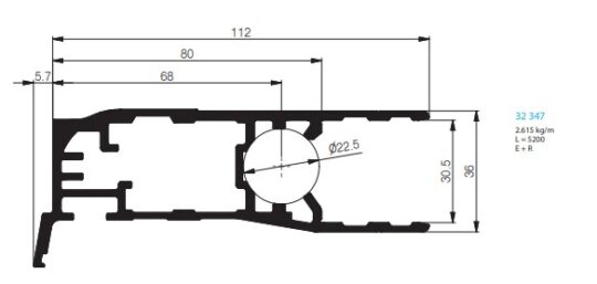 PROFIL DE PORTE 30 MM, TYPE CONTACT (HAUT)