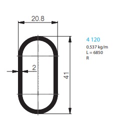 TUBE ALUMINIUM OVALE 21/41