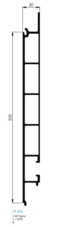 PLANCHER ALUMINIUM DOUBLE- PAROIE, STRIE + CLAMES, 30 MM (300)