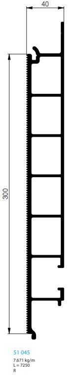 PLANCHER ALUMINIUM DOUBLE- PAROIE, STRIE + CLAMES, 40 MM (300)