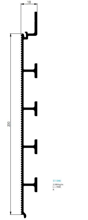 PLANCHER ALUMINIUM SIMPLE PAROIE, STRIE, 18 MM (200)