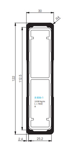 PROFIL DE LATTE 122 / 30 - POUR PROFIL INTERIEUR