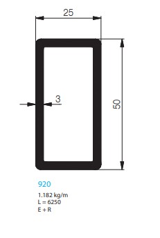 TUBE ALUMINIUM 50/25