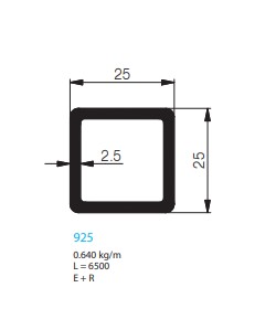 TUBE ALUMINIUM 25/25