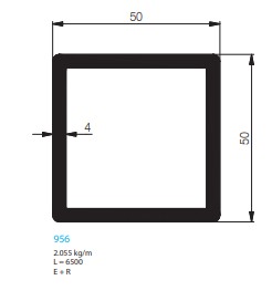 TUBE CARRE ALUMINIUM 50/50