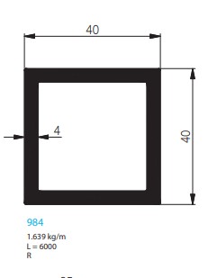 TUBE ALUMINIUM 40/40