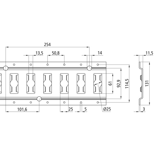 RAIL ARRIMAGE ALU, L = 3048