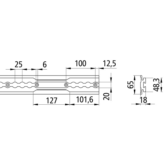 RAIL DE GUIDAGE 5001-AL - 6000 mm